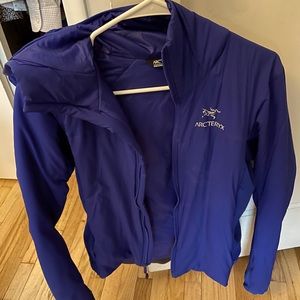 Lightweight cobalt blue hooded jacket